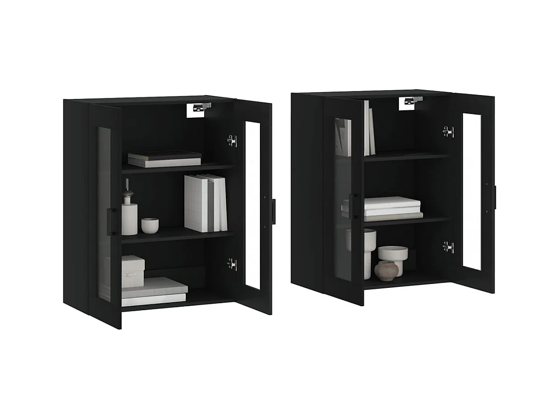 Armoires murales 2 pcs noir bois d'ingénierie