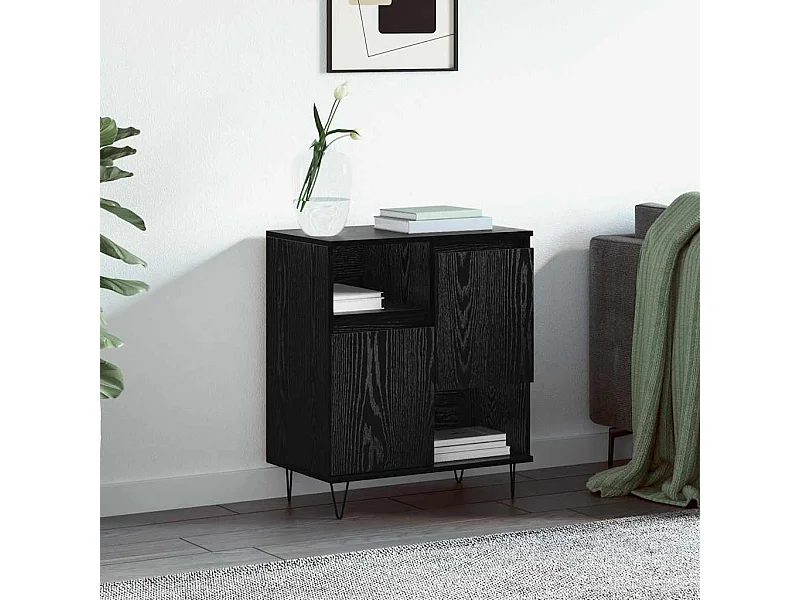 Credenza in rovere nero 60 x 35 x 70 cm in legno ingegnerizzato
