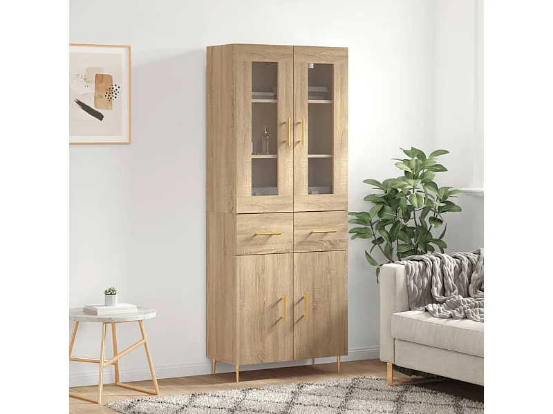 Hoog dressoir Sonoma eiken 69,5x34x180 cm Technisch hout