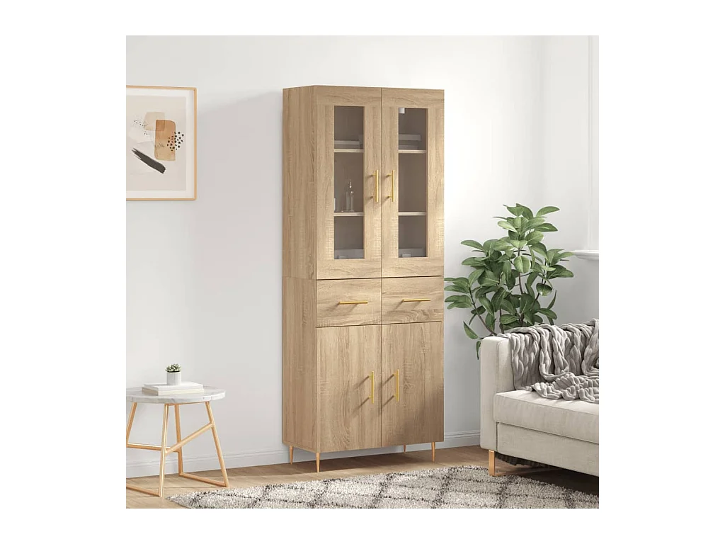 Hoog dressoir Sonoma eiken 69,5x34x180 cm Technisch hout