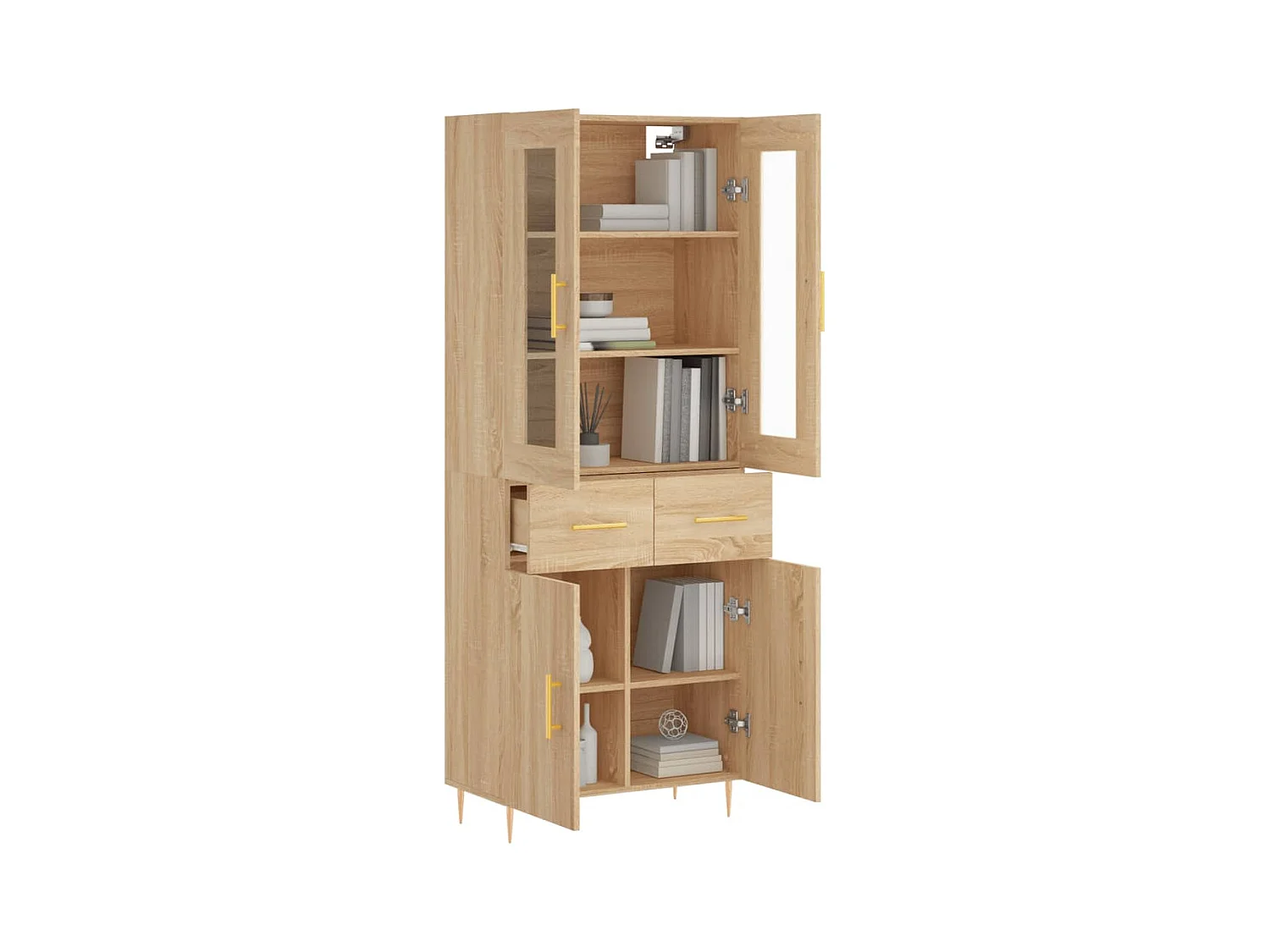 Hoog dressoir Sonoma eiken 69,5x34x180 cm Technisch hout