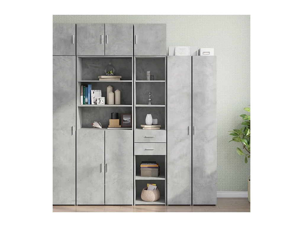 Armoire de rangement mince gris béton 40x42,5x225 cm