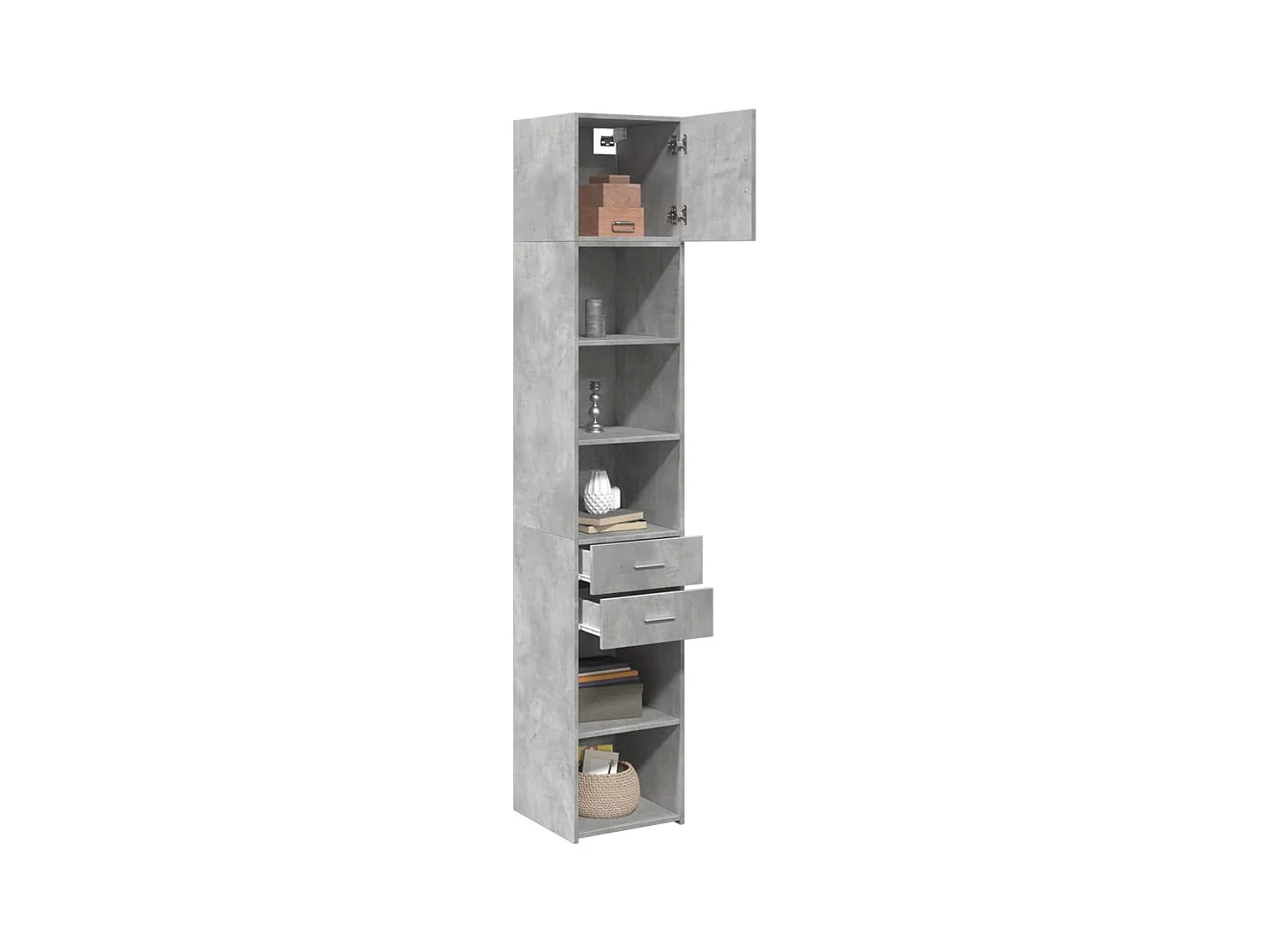 Armoire de rangement mince gris béton 40x42,5x225 cm