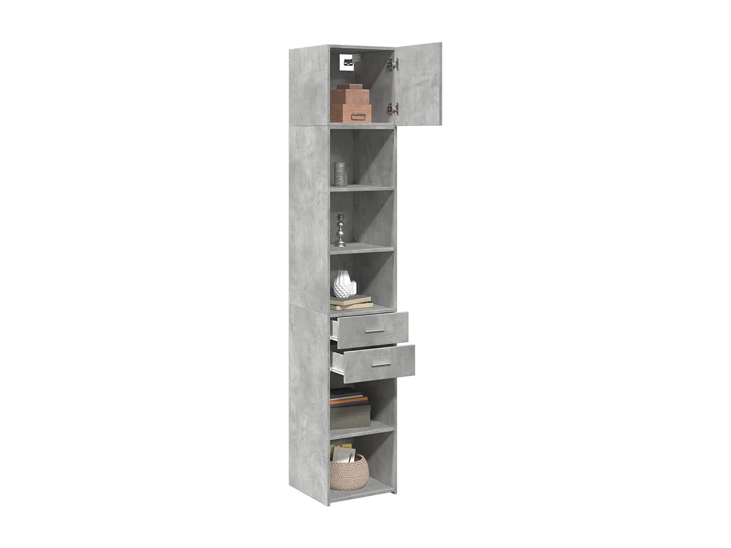 Armoire de rangement mince gris béton 40x42,5x225 cm