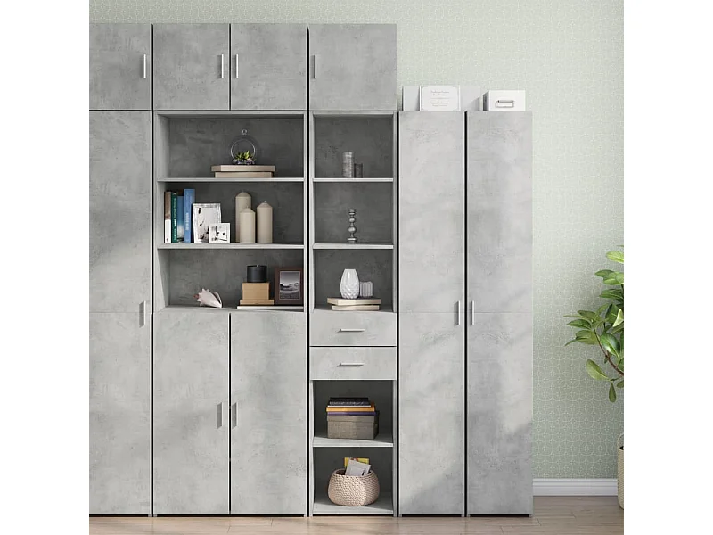 Armoire de rangement mince gris béton 40x42,5x225 cm