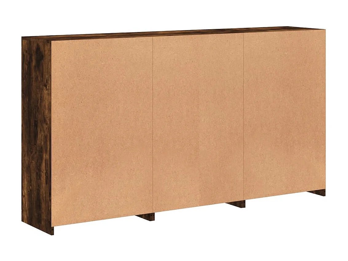 Buffet avec lumières LED chêne fumé 181,5x37x100 cm