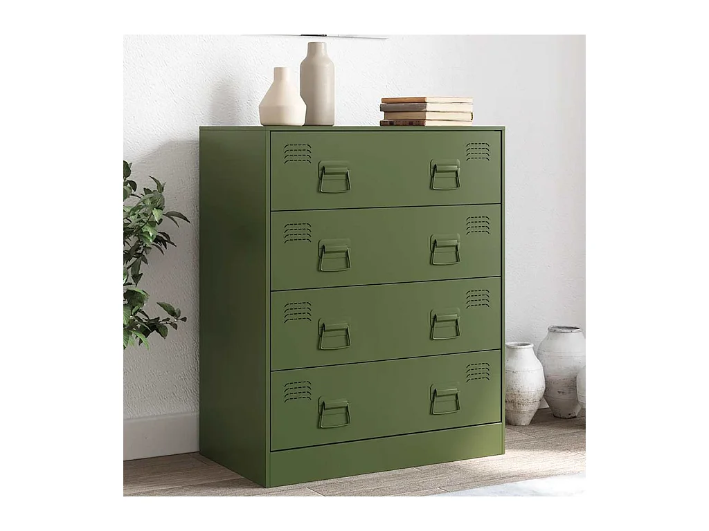 Olivgrünes Sideboard 67x39x83 cm Stahl