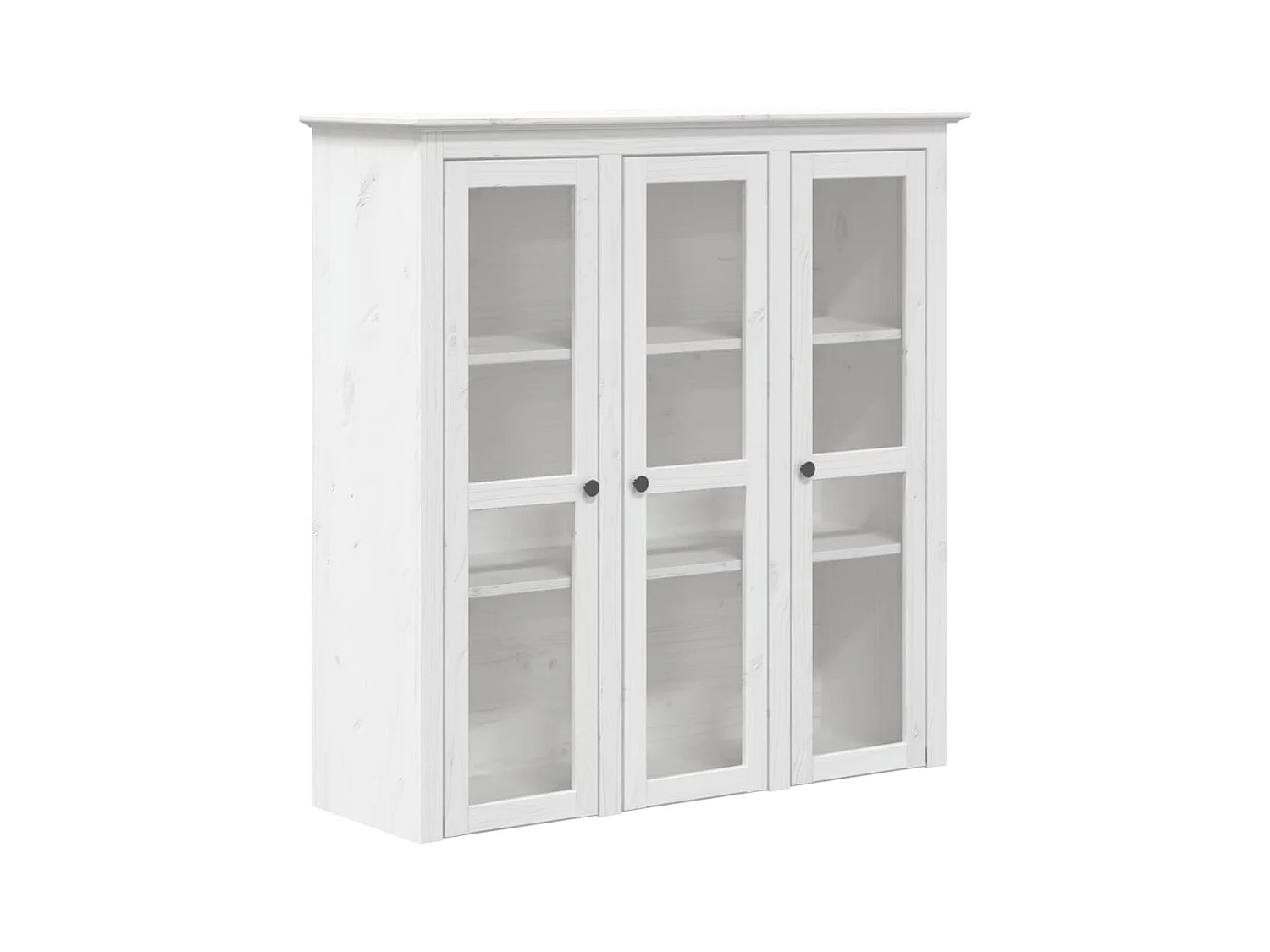 Armoire avec portes vitrées BODO blanc bois de pin massif