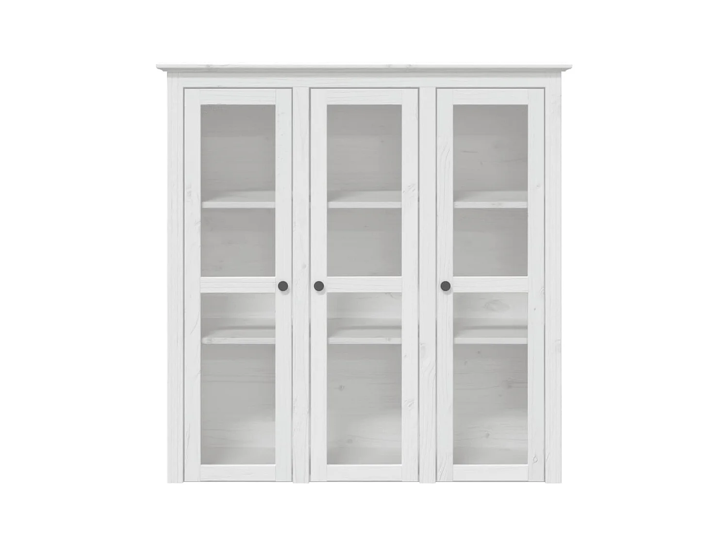 Armoire avec portes vitrées BODO blanc bois de pin massif