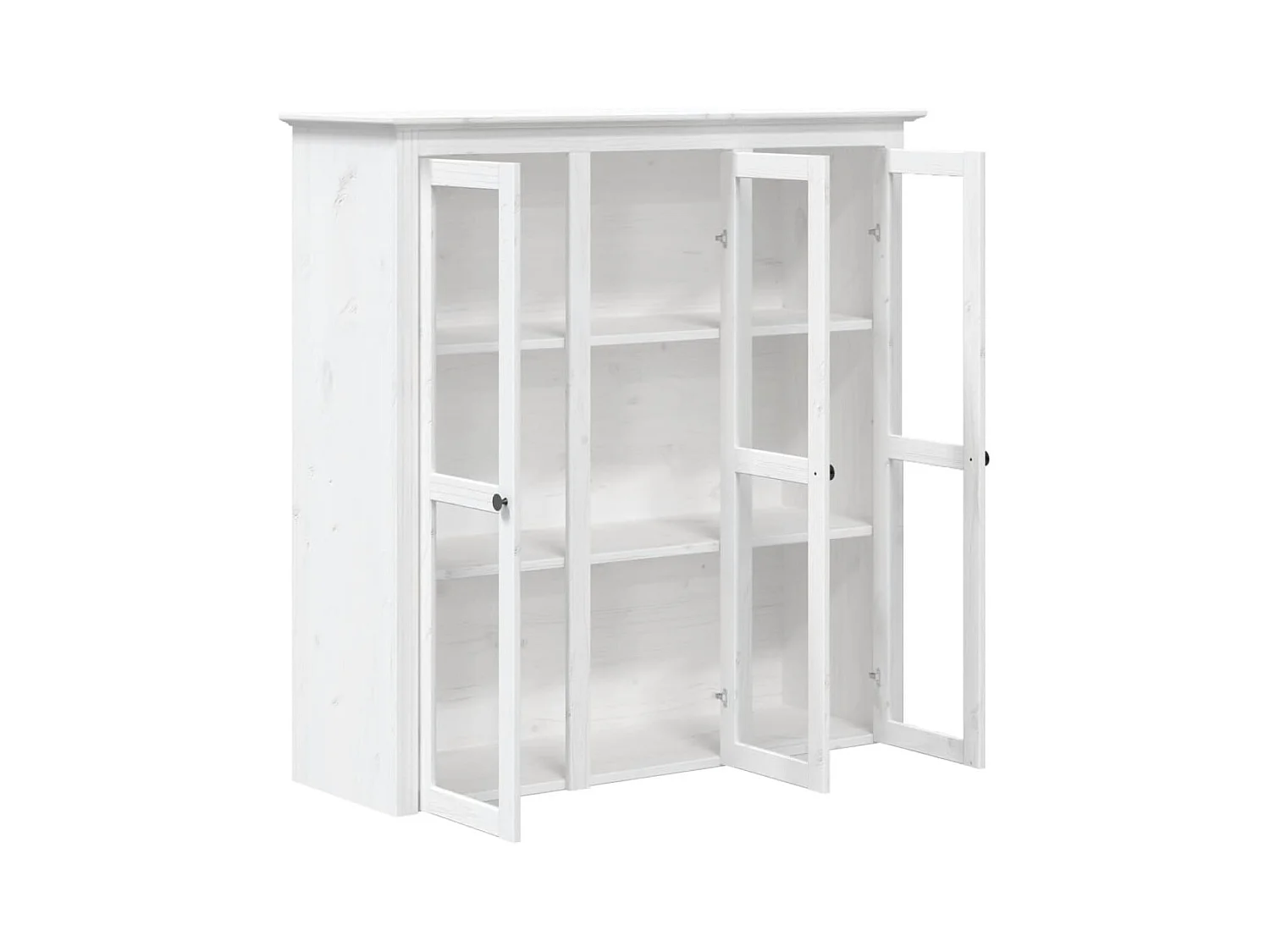 Armoire avec portes vitrées BODO blanc bois de pin massif