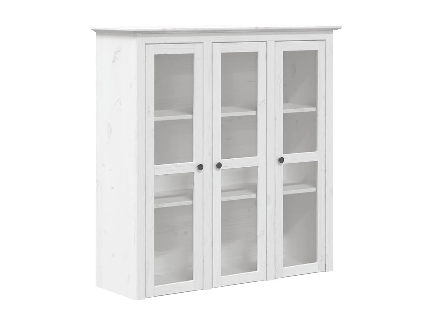 Armoire avec portes vitrées BODO blanc bois de pin massif