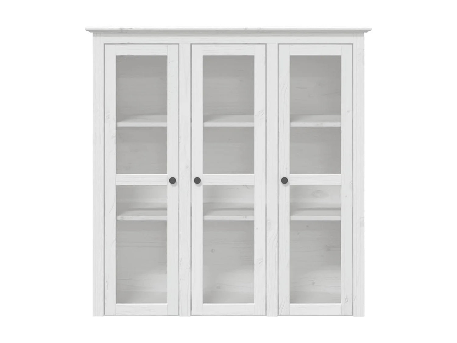 Armoire avec portes vitrées BODO blanc bois de pin massif