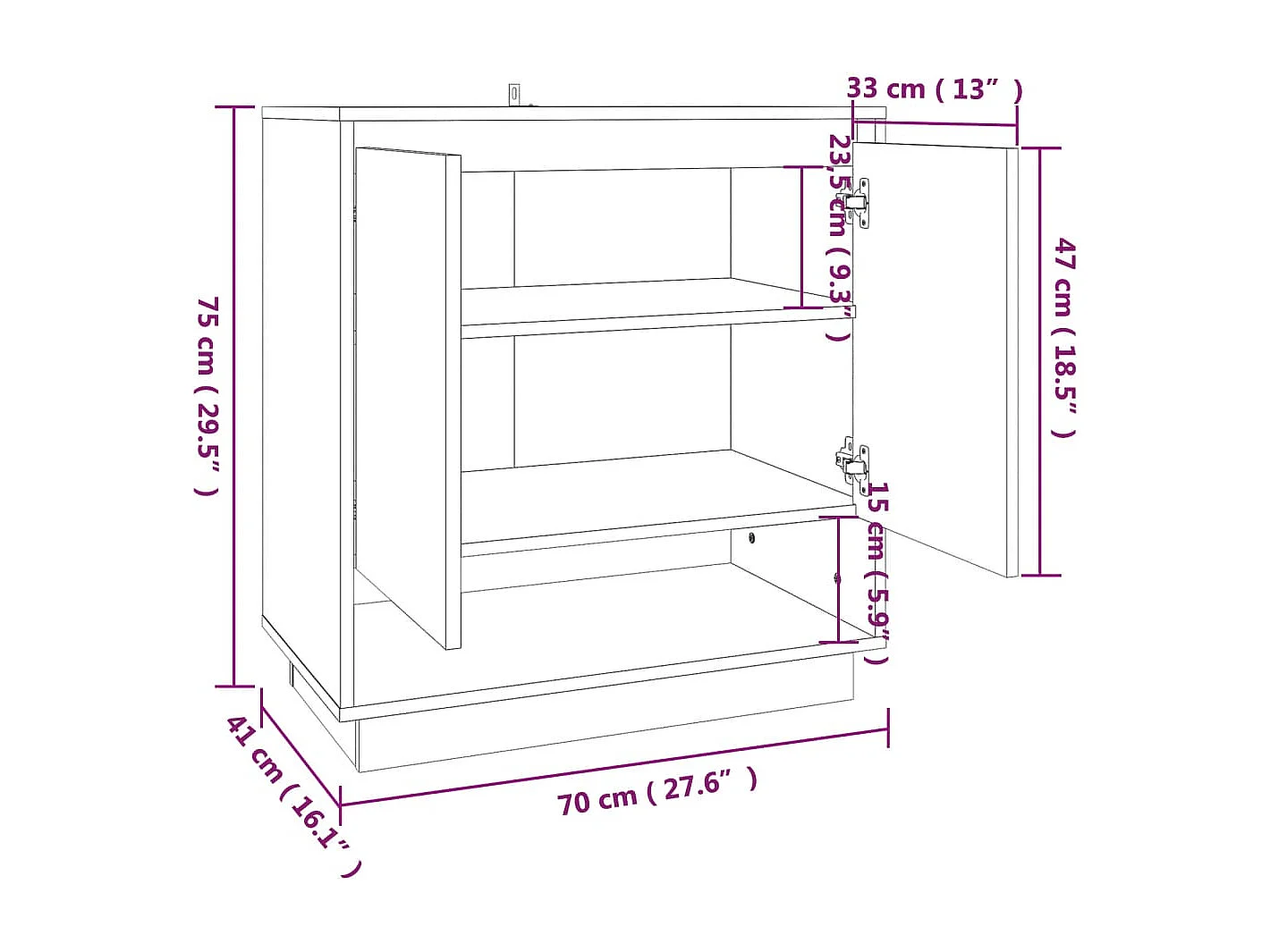 Buffet Chêne fumé 70x41x75 cm Bois d'ingénierie
