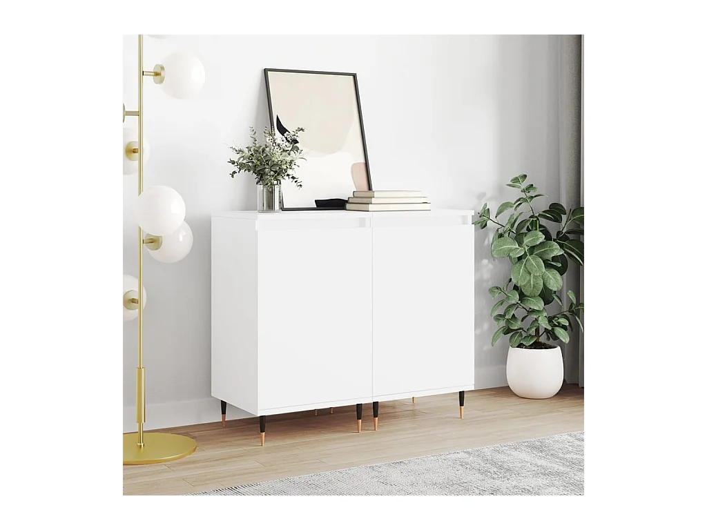 Buffets 2 pcs blanc 40x35x70 cm bois d’ingénierie