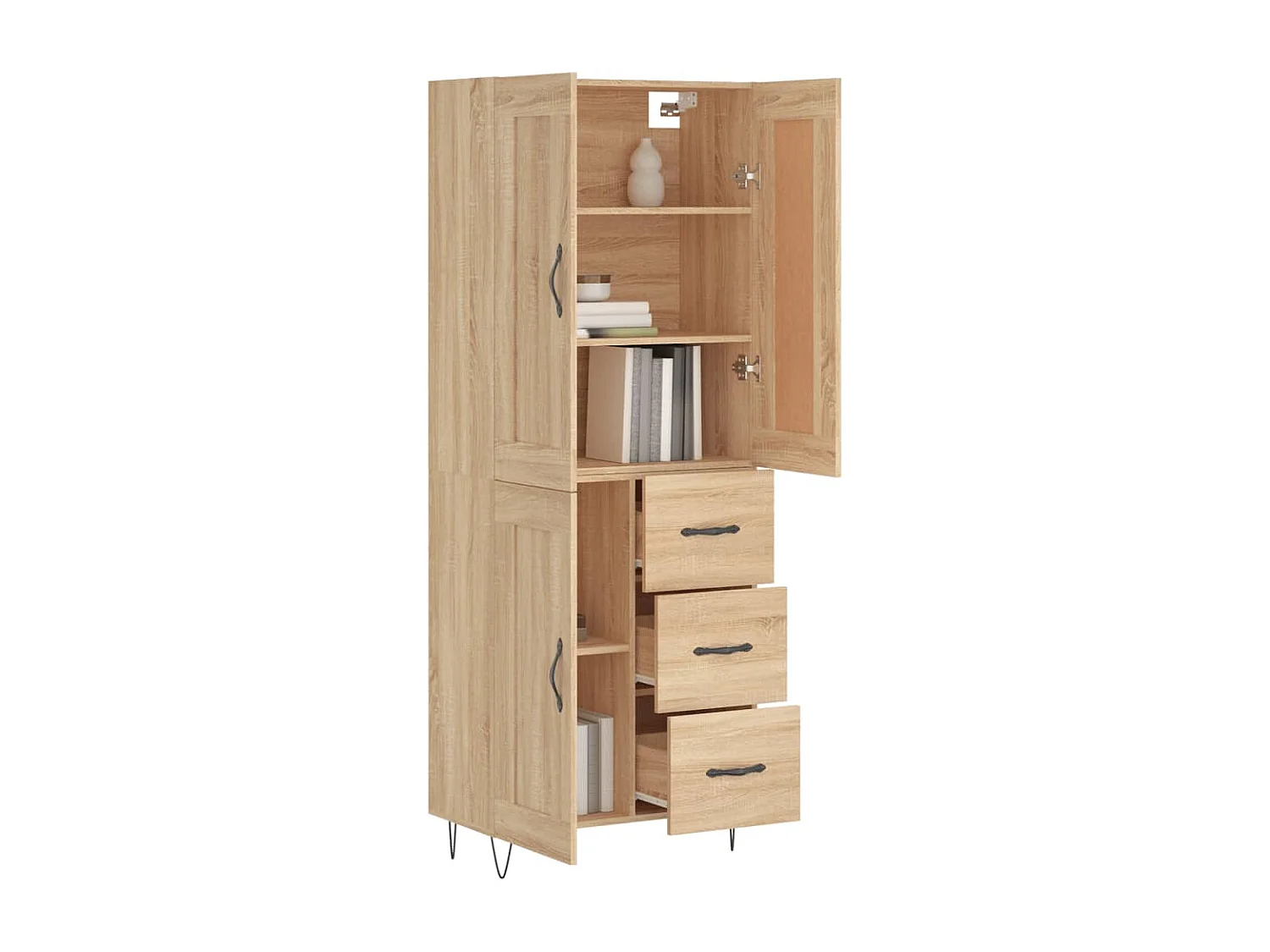 Credenza alta in rovere Sonoma 69,5x34x180 cm Legno ingegnerizzato