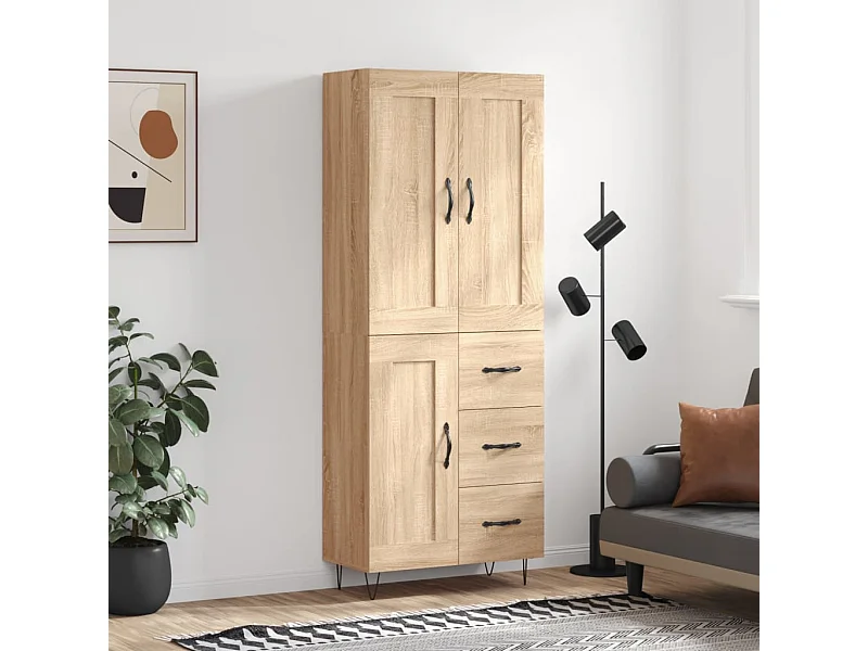 Credenza alta in rovere Sonoma 69,5x34x180 cm Legno ingegnerizzato