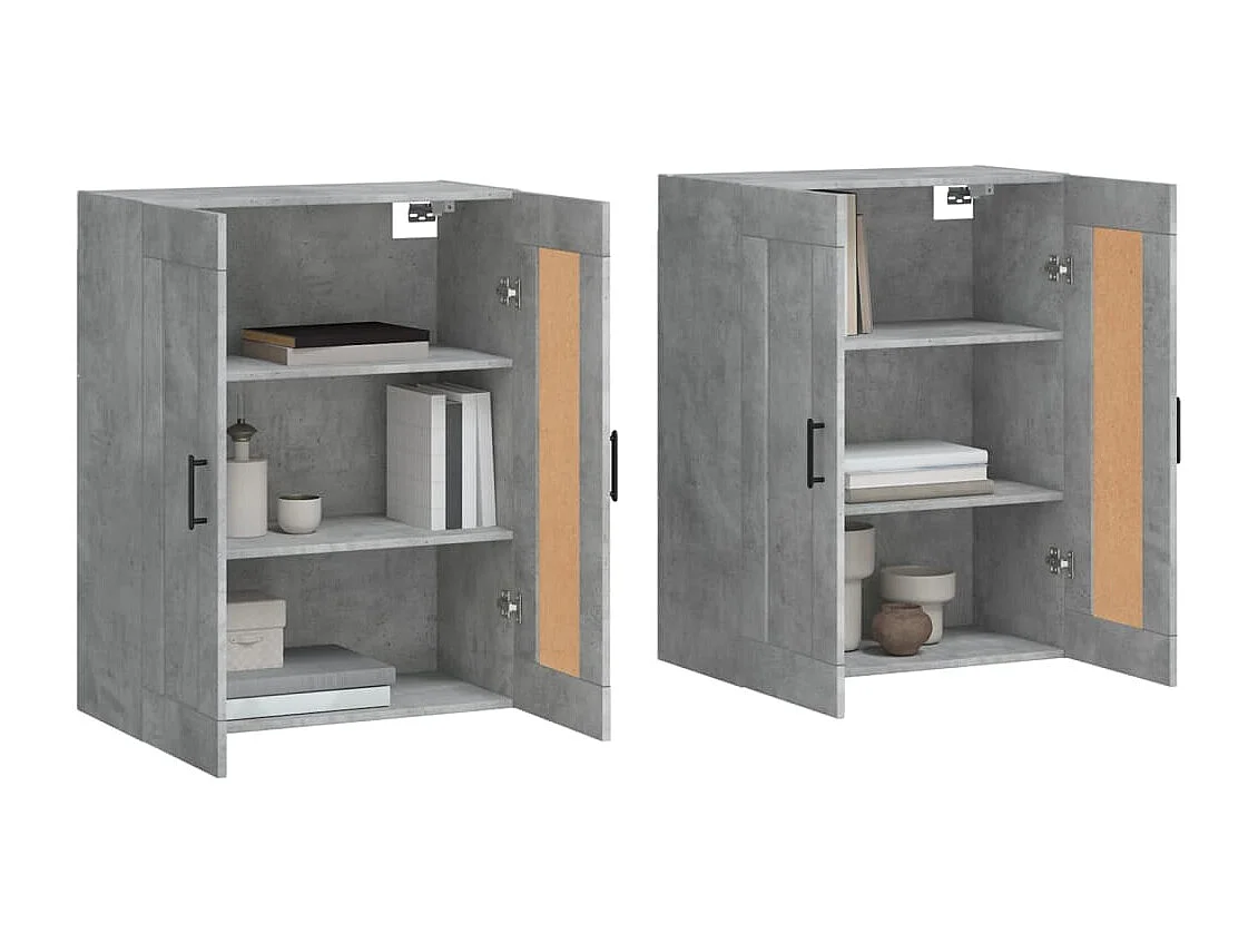 Pensili a 2 pezzi, grigio cemento, legno ingegnerizzato