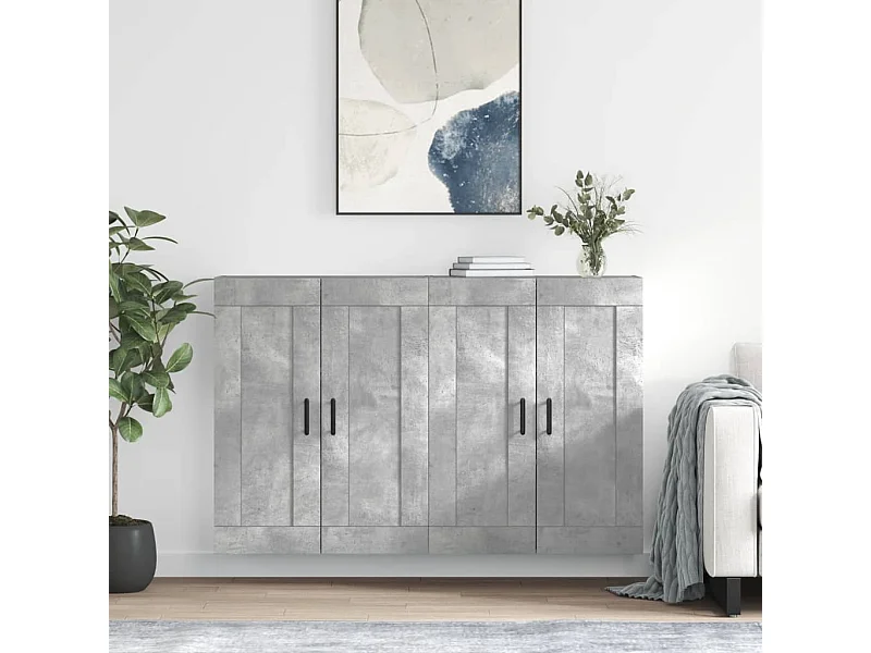 Pensili a 2 pezzi, grigio cemento, legno ingegnerizzato