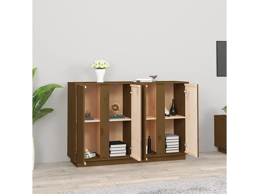 Buffet Marron miel 120x35x80 cm Bois massif de pin