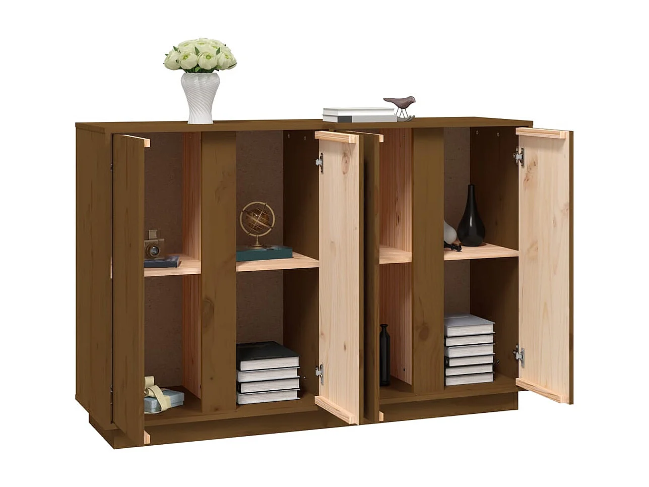 Buffet Marron miel 120x35x80 cm Bois massif de pin