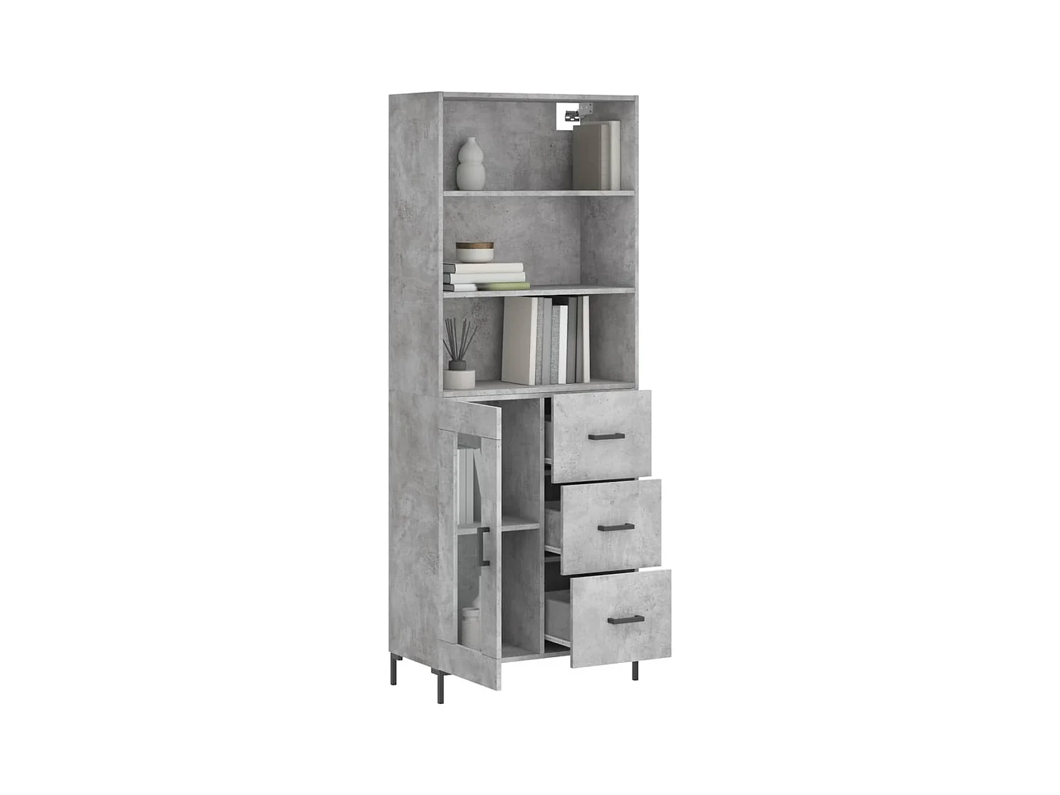 Hoge dressoir Betongrijs 69,5x34x180 cm Technisch hout