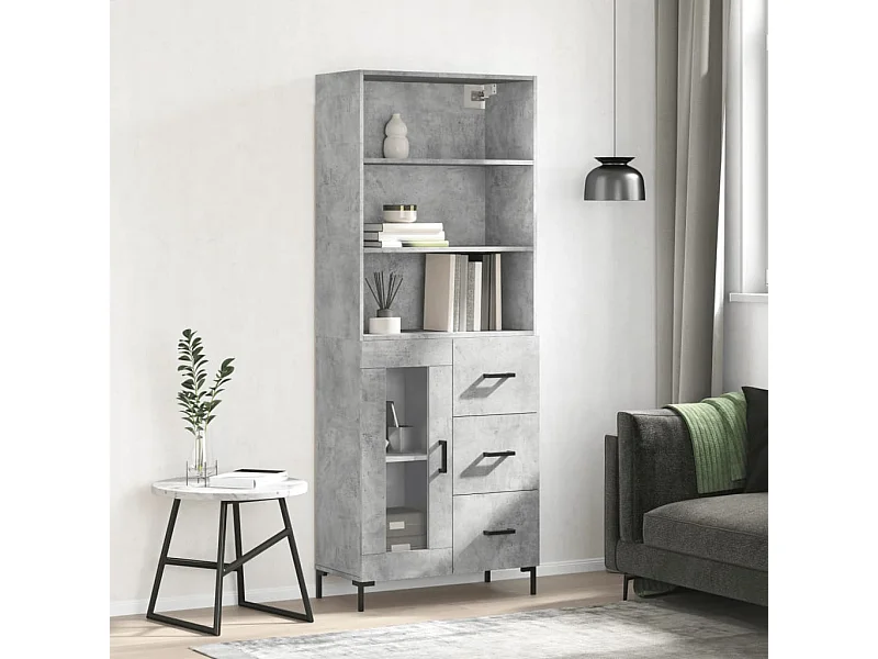 Credenza alta Grigio cemento 69,5x34x180 cm Legno ingegnerizzato