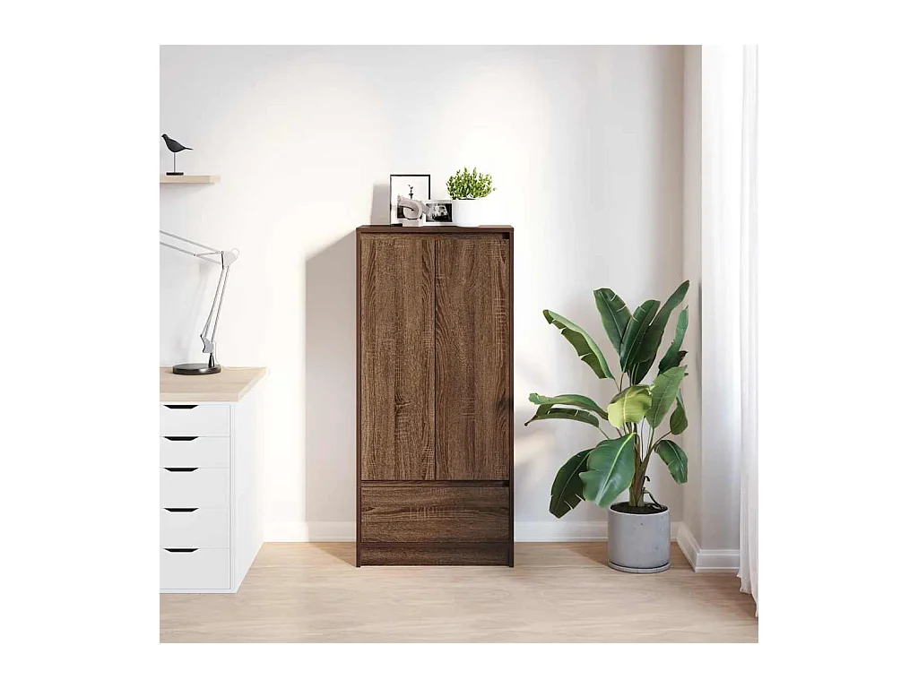 Armoire tiroir chêne marron 55,5x34x119,5 cm bois d'ingénierie