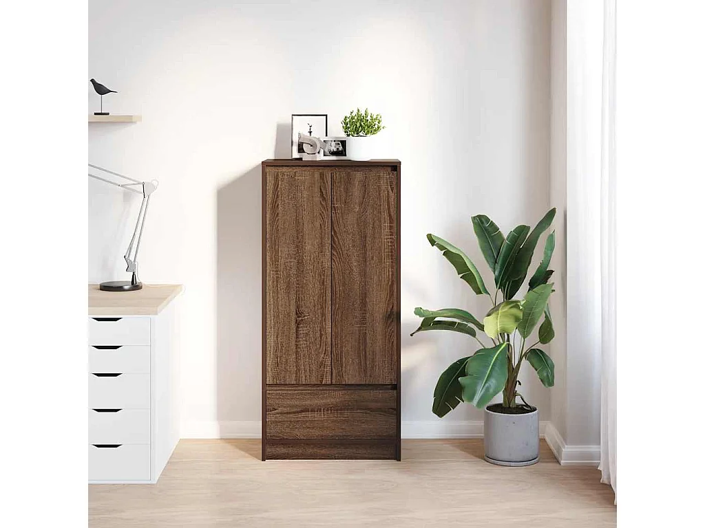 Armoire tiroir chêne marron 55,5x34x119,5 cm bois d'ingénierie
