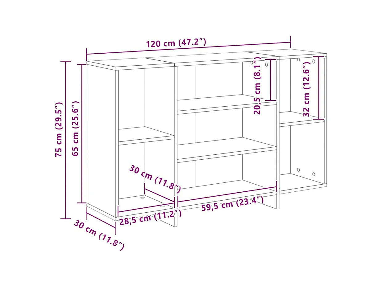 Buffet Chêne noir 120 x 30 x 75 cm Bois d'ingénierie