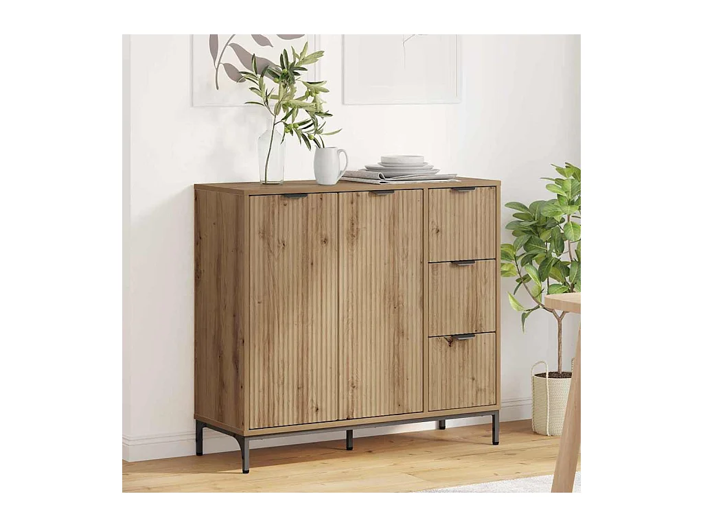 Credenza in rovere realizzata a mano 89,5 x 33 x 82 cm Legno ingegnerizzato