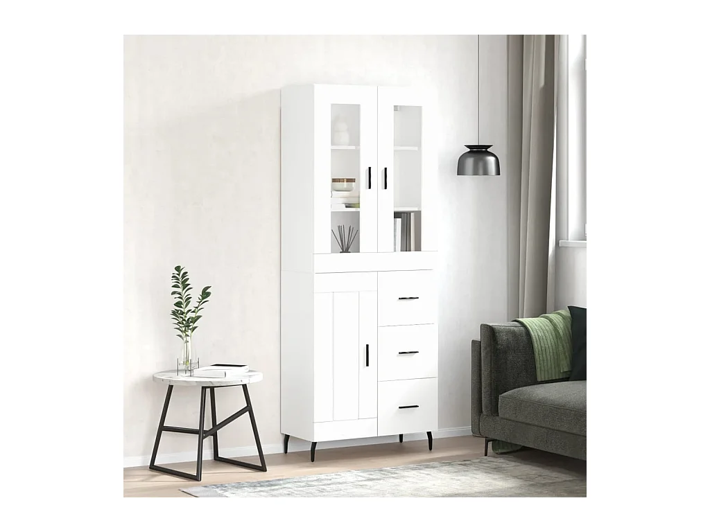 Buffet haut Blanc 69,5x34x180 cm Bois d'ingénierie