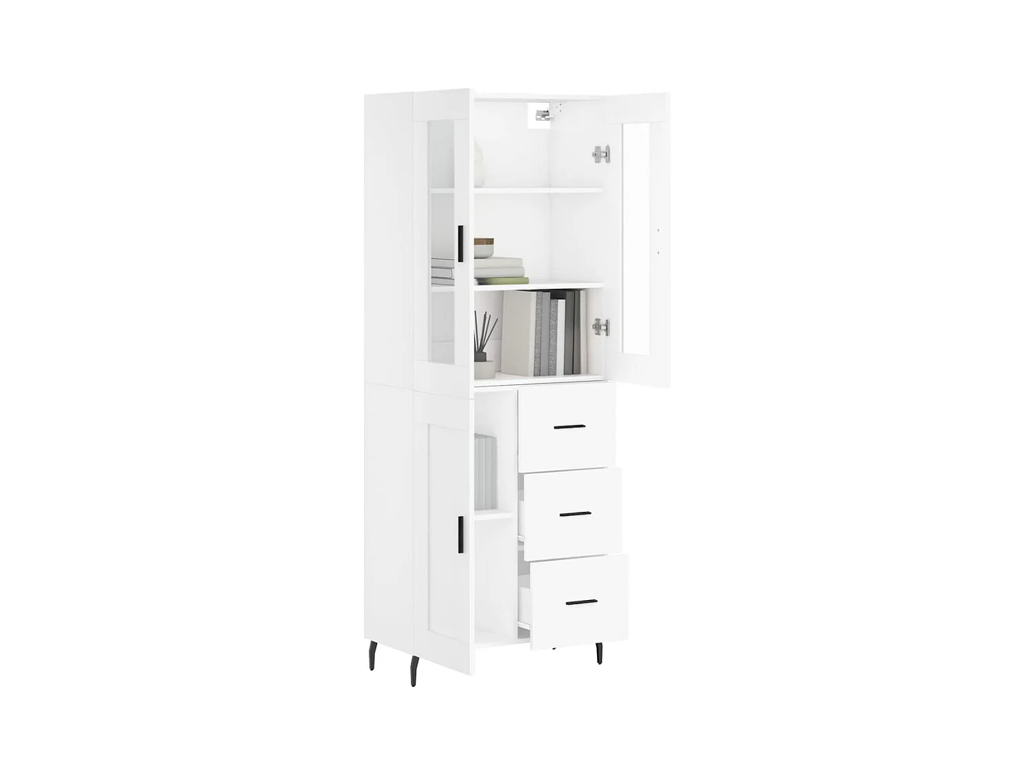 Buffet haut Blanc 69,5x34x180 cm Bois d'ingénierie