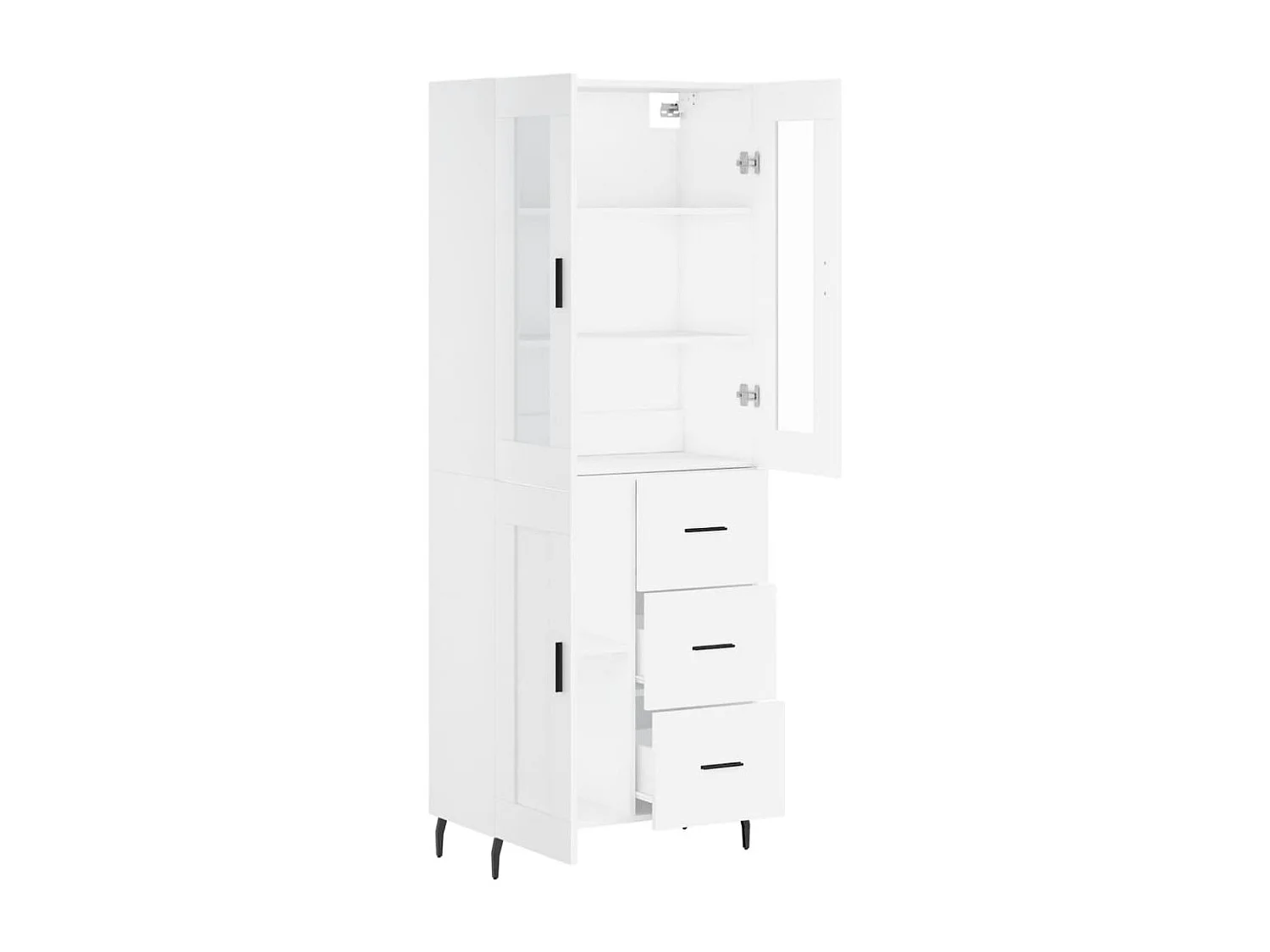 Credenza alta bianca 69,5x34x180 cm Legno ingegnerizzato