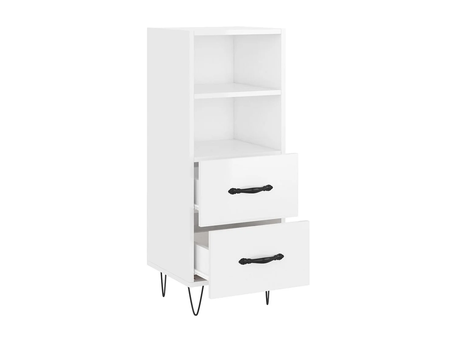 Buffet Blanc brillant 34,5x34x90 cm Bois d'ingénierie