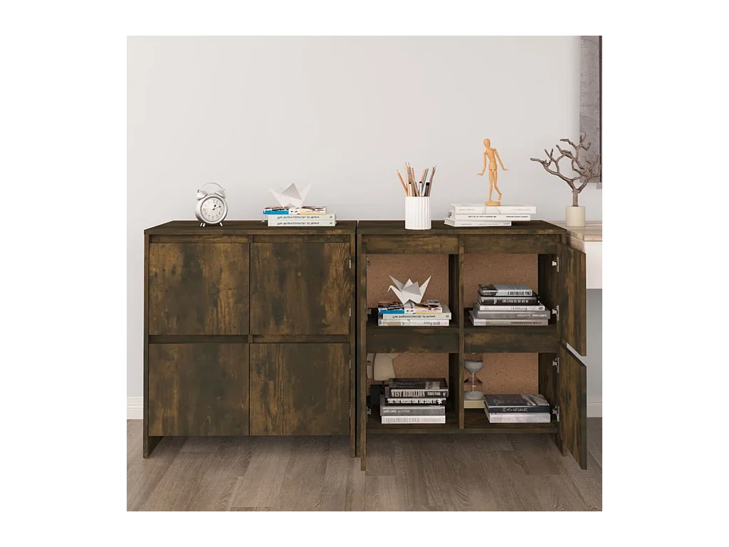 Sideboards 2 Stk. Geräucherte Eiche 70x41x75 cm Holzwerkstoff