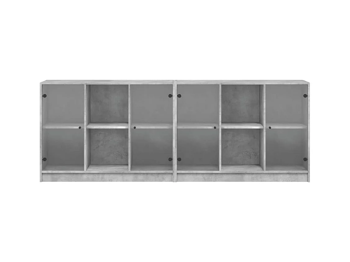 Librería con puertas gris hormigón 204x37x75 cm