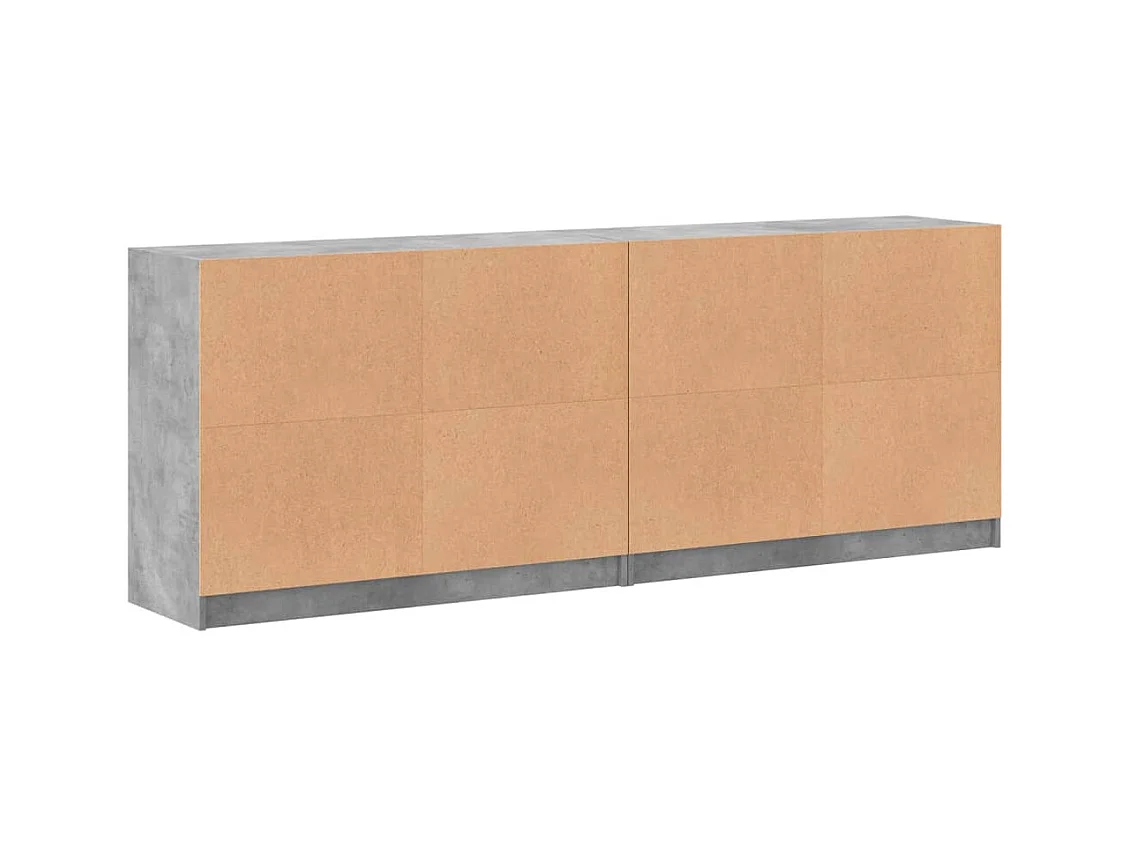 Librería con puertas gris hormigón 204x37x75 cm