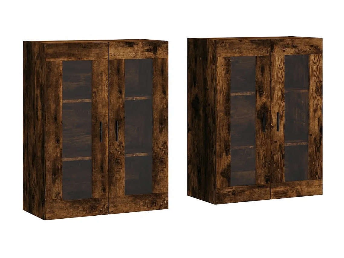 2-delige wandkasten, gerookt eikenhout, bewerkt hout