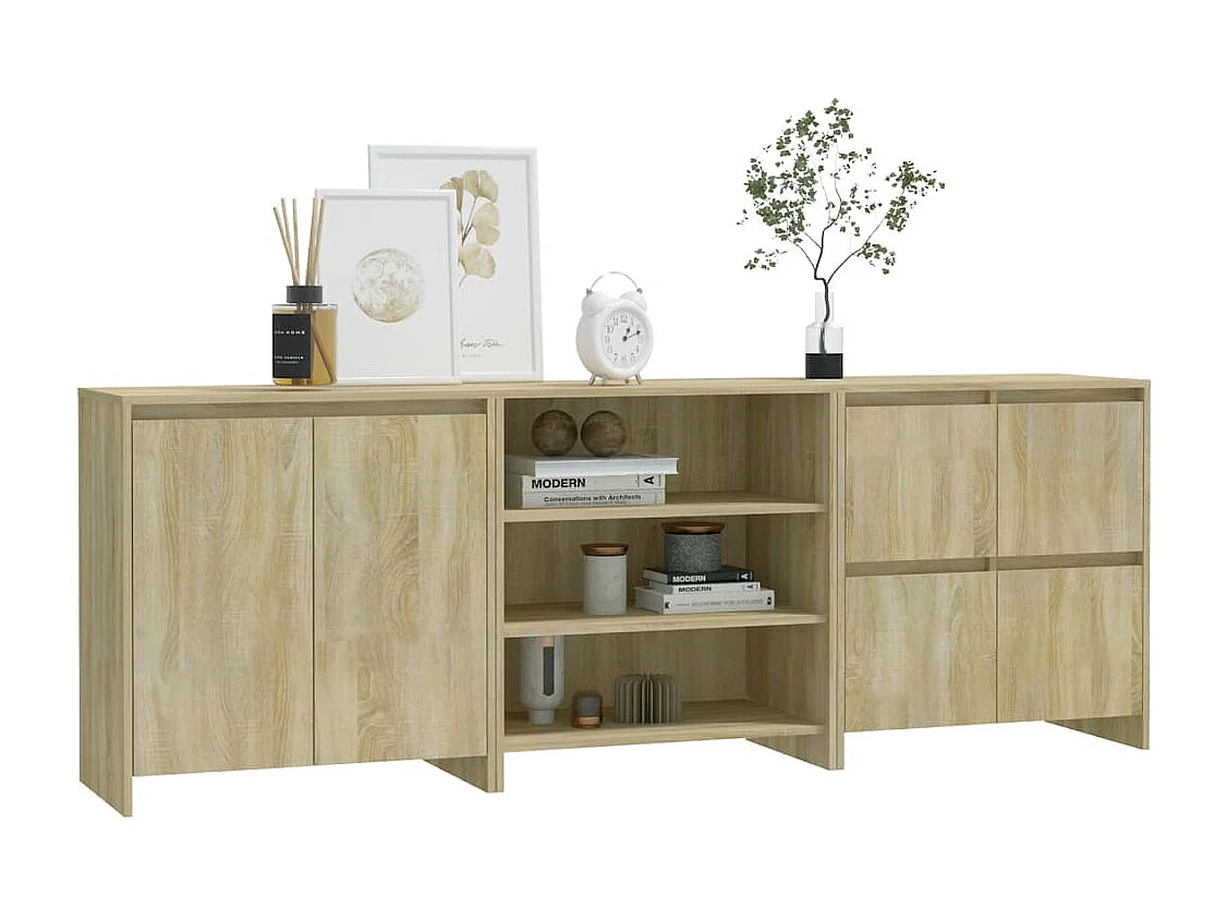 Buffets 3 pcs Chêne sonoma Bois d'ingénierie