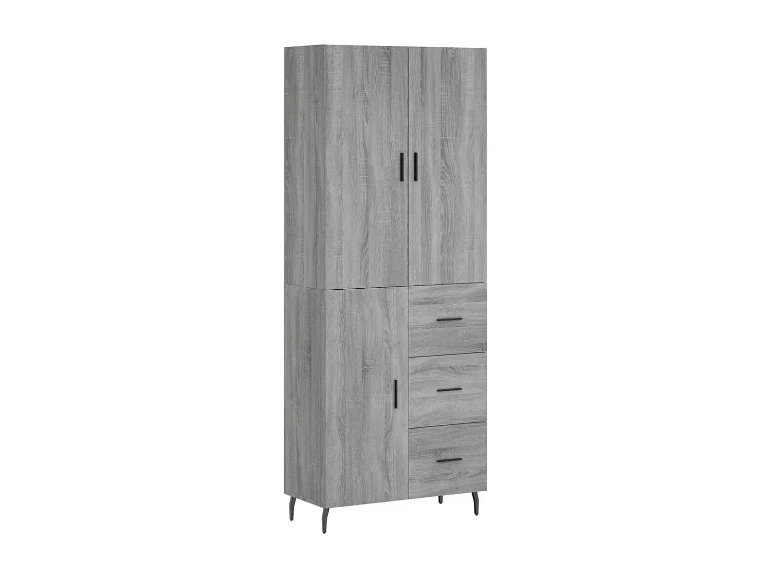 Credenza alta Sonoma grigia 69,5x34x180 cm Legno ingegnerizzato