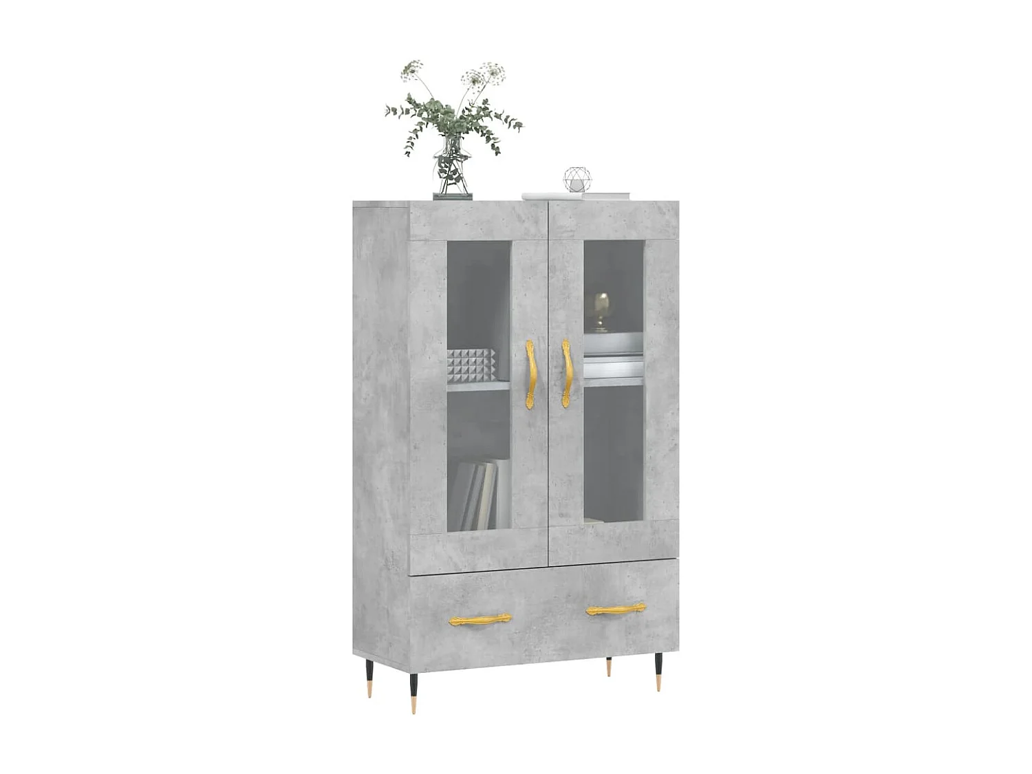 Credenza alta grigio cemento 69,5x31x115 cm in legno ingegnerizzato