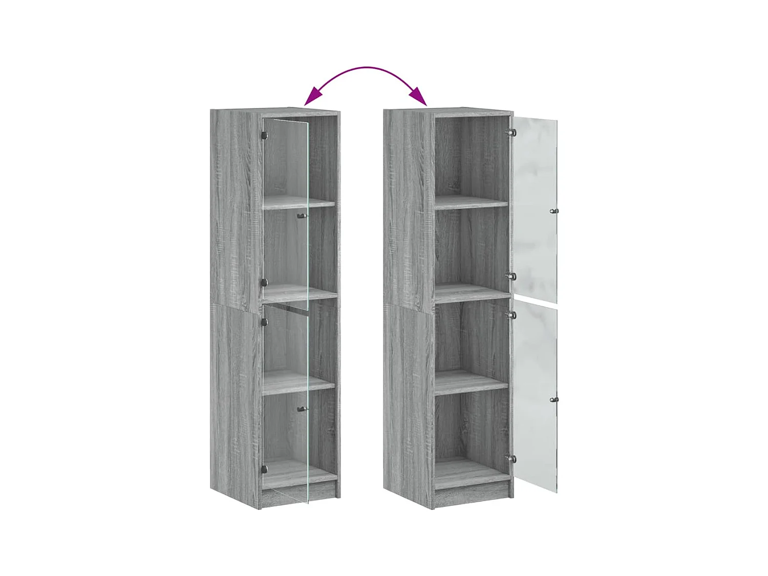 Dressoir met glazen deuren Sonoma Grey 35x37x142 cm