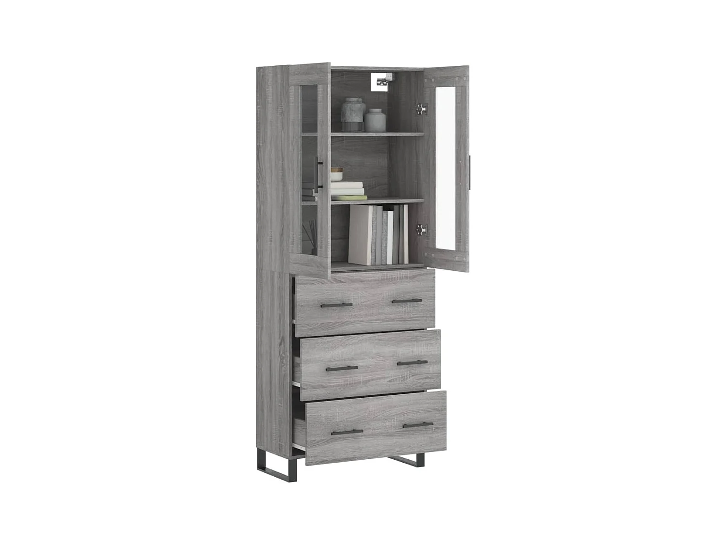 Sonoma hoog dressoir grijs 69,5x34x180 cm Technisch hout
