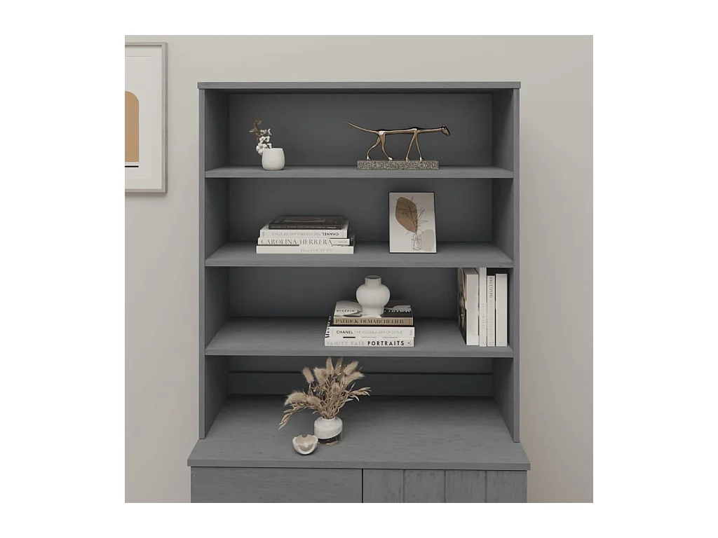 Credenza HAMAR Top Grigio Scuro 90x30x100 cm Legno di Pino