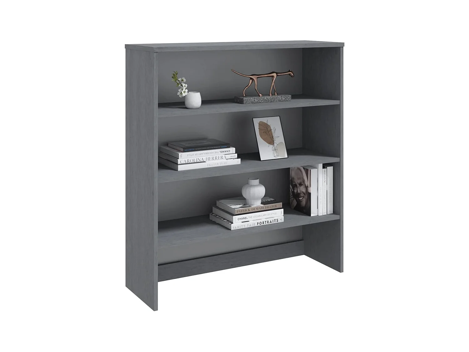 Credenza HAMAR Top Grigio Scuro 90x30x100 cm Legno di Pino