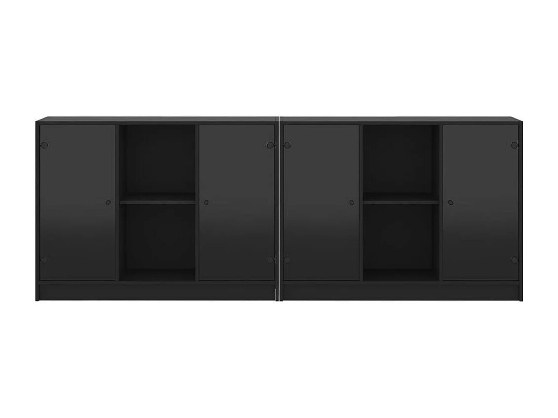 Bibliothèque avec portes noir 204x37x75 cm bois d'ingénierie