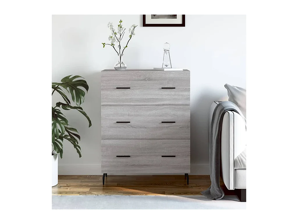 Credenza Sonoma grigia 69,5x34x90 cm in legno ingegnerizzato