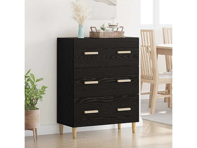 Aparador de roble negro 34 x 69,5 x 90 cm Madera de ingeniería