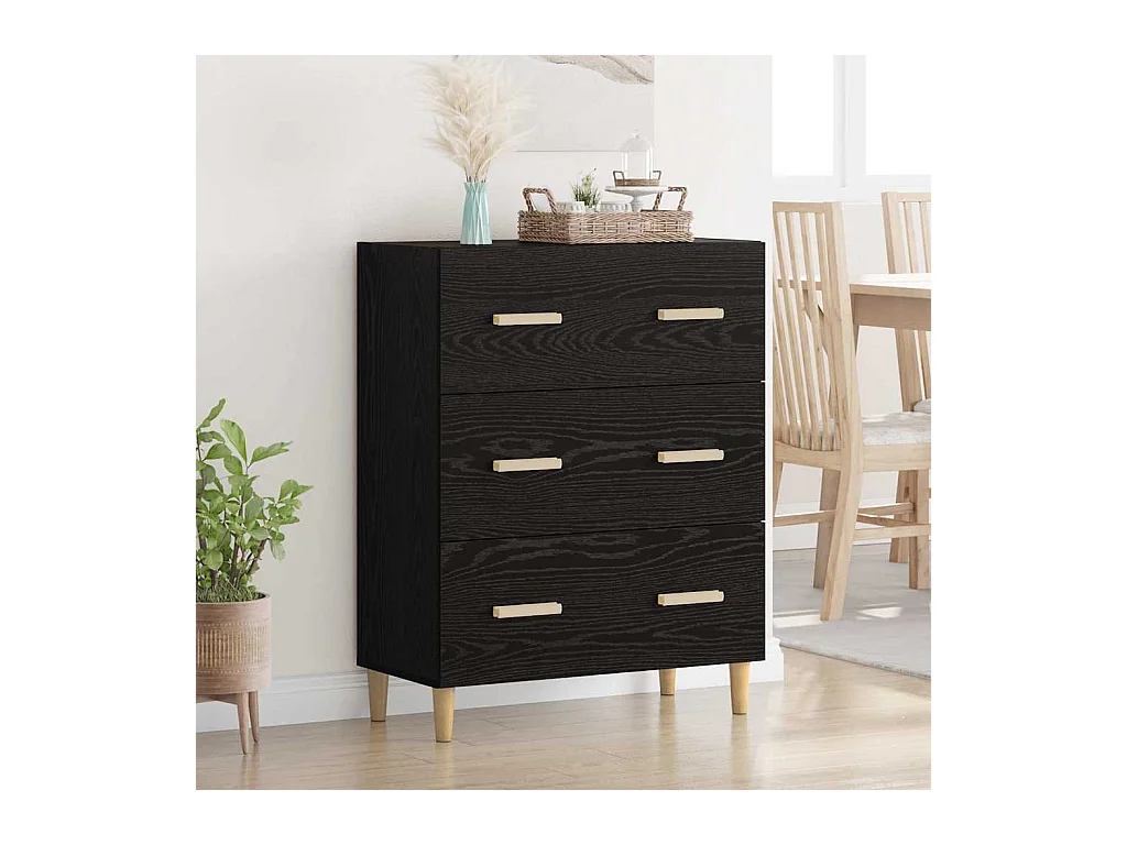 Sideboard aus schwarzer Eiche, 34 x 69,5 x 90 cm, Holzwerkstoff