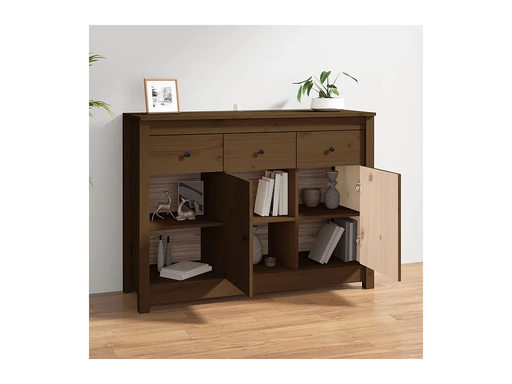 Buffet Marron miel 100x35x74 cm Bois massif de pin